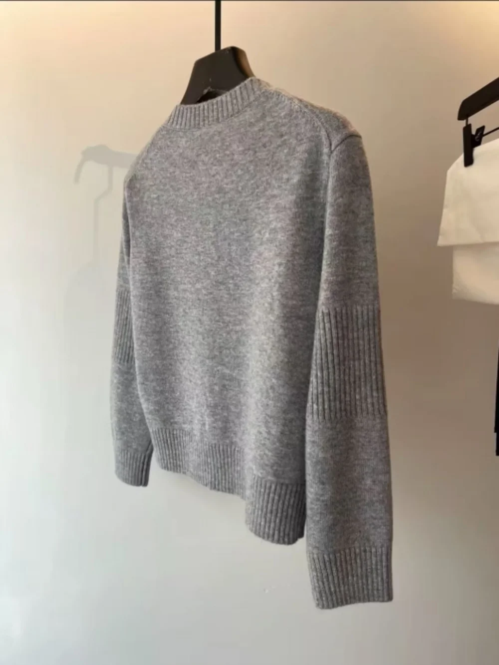 CHANEL Gray Ribbed Cashmere Cardigan